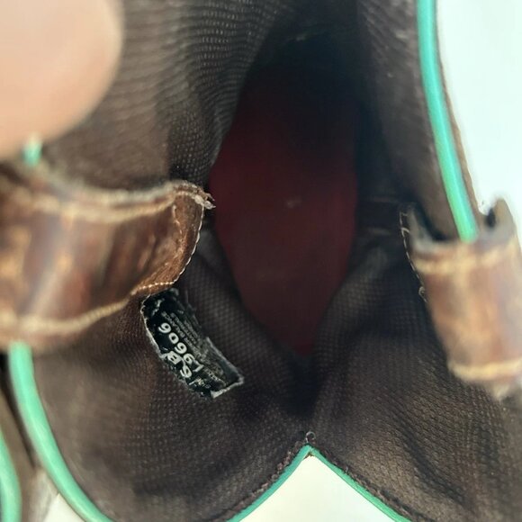 Justin Gypsy Brown Leather Teal Embroidered Cowboy Boots Womens Size 6B Boho - Picture 12 of 13